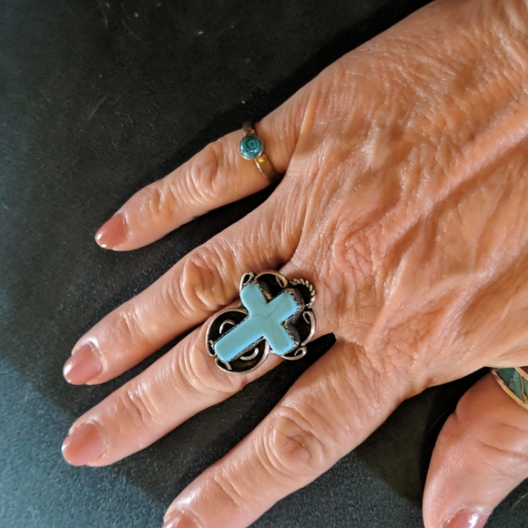 Turquoise sterling silver ring size 4.75 - Picture 5 of 5